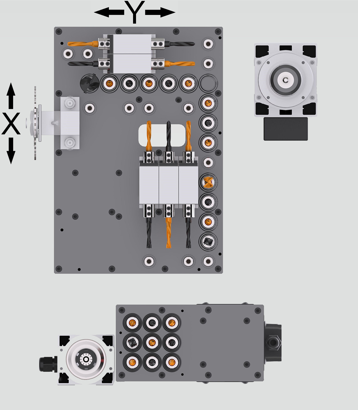 Configuration of the drilling group of the KDT KD-610NH machine